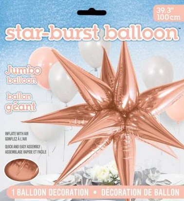 Hvězda růžovo-zlatá 100 cm 3D foliový balón